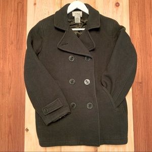 L.L Bean Forest Green Wool Peacoat Size 12